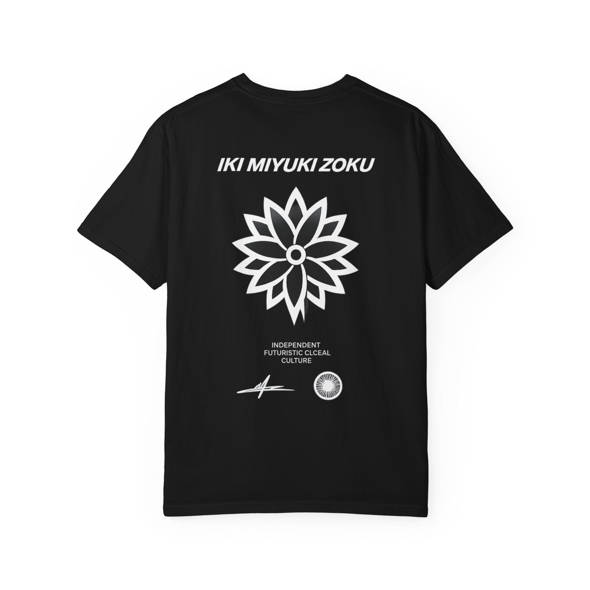Graphic T-Shirt — 'IKI MIYUKI ZOKU' Floral Back Print