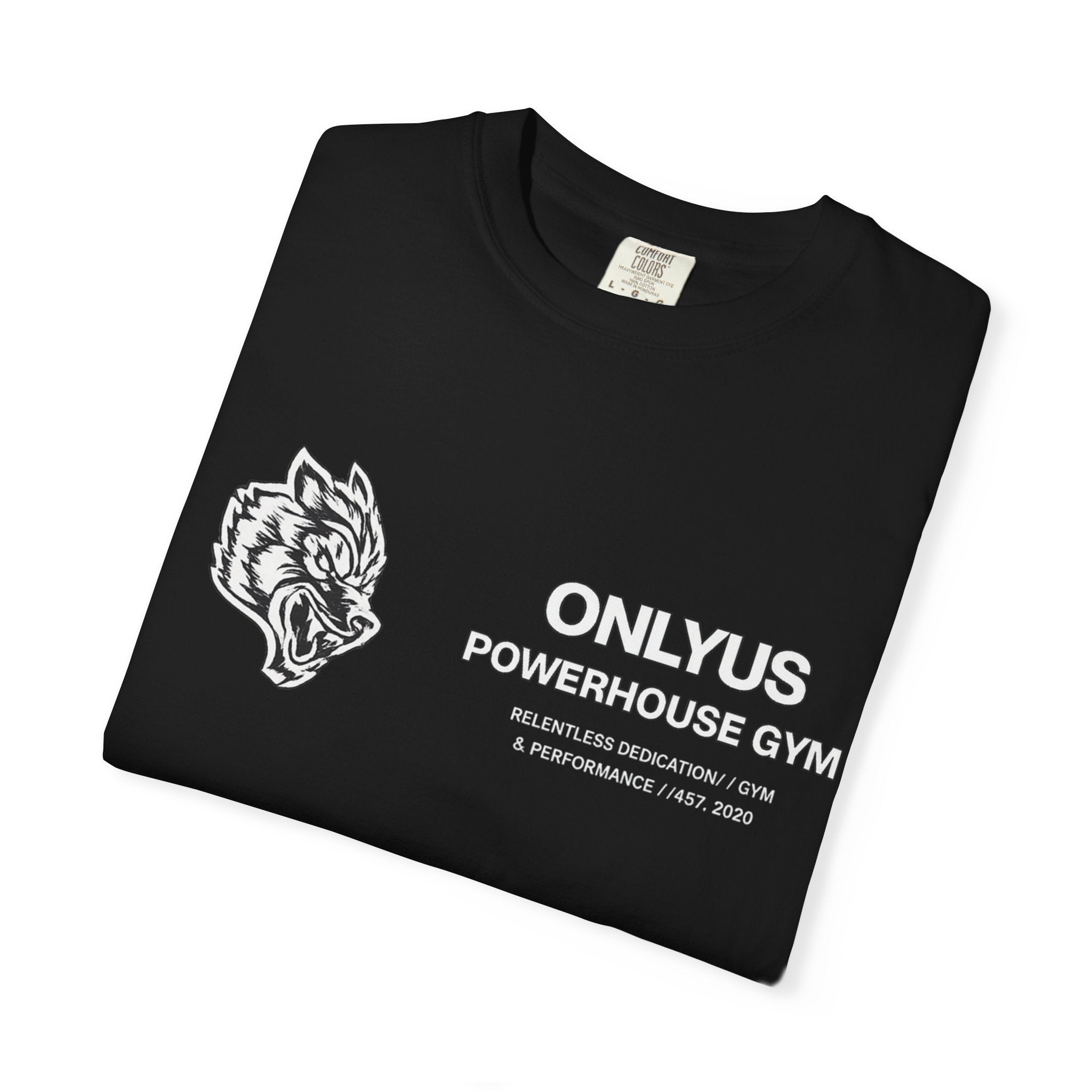ONLYUS Powerhouse Gym T‑Shirt — Retro Wolf Logo Fitness Tee