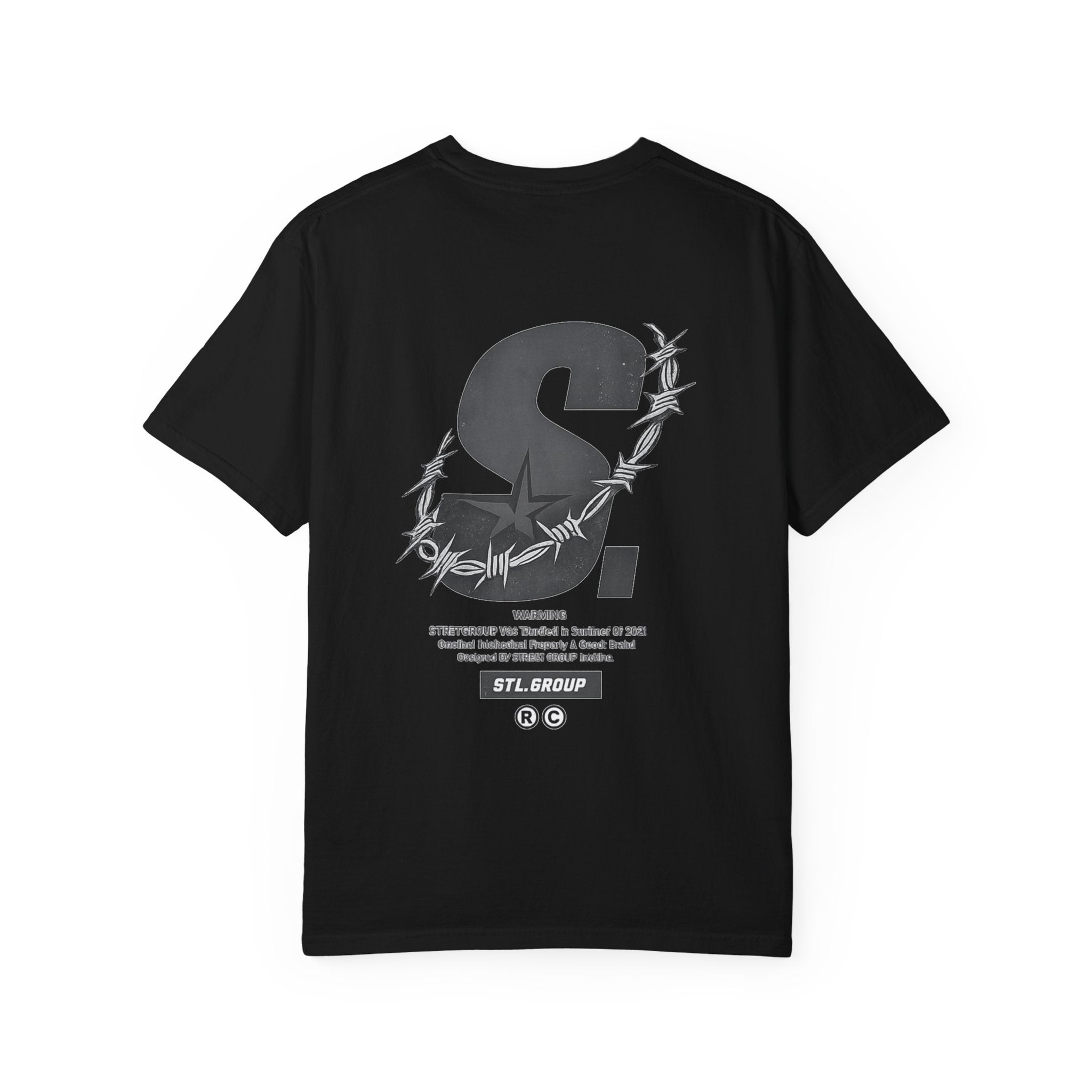 Graphic T-Shirt — Monogram 'S' with Barbed Wire Back Print